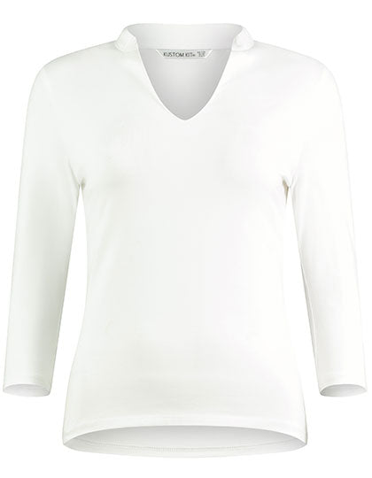 Regular Fit Mandarin Collar Top 3/4 Sleeve
