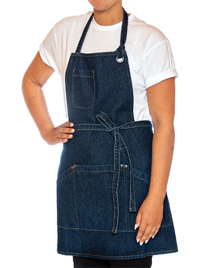 Utility Apron Bib Washed Denim