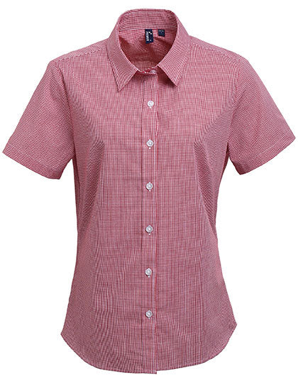 Women´s Microcheck (Gingham) Short Sleeve Cotton Shirt