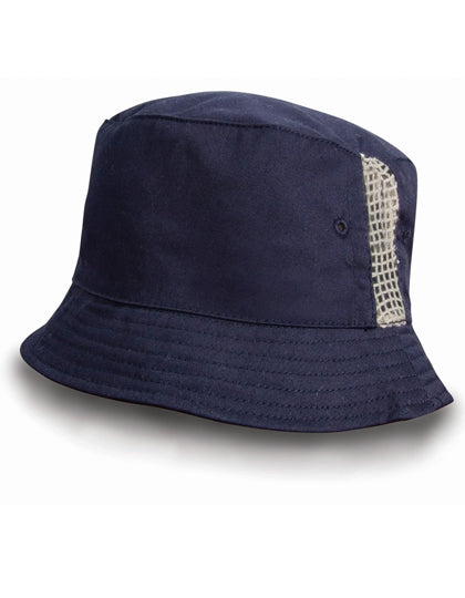 Deluxe Washed Cotton Bucket Hat With Side Mesh Panels