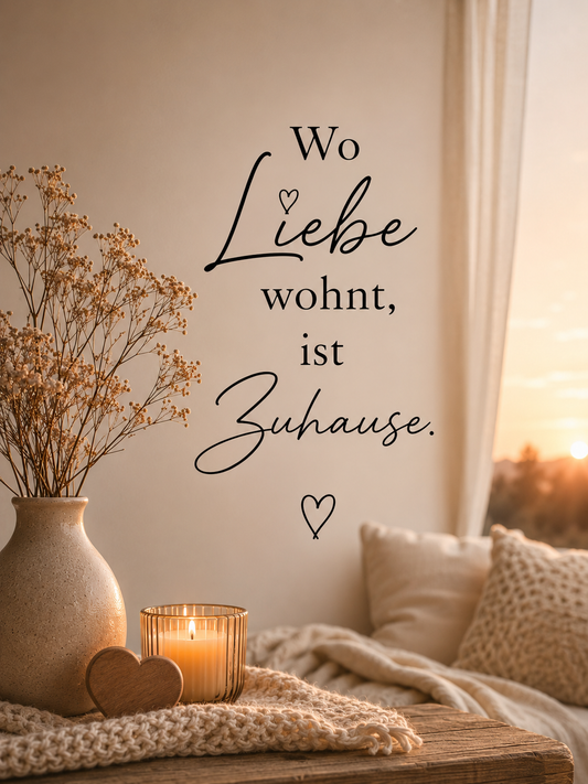 Motivationsspruch - Wo liebe wohnt, ist Zuhause.