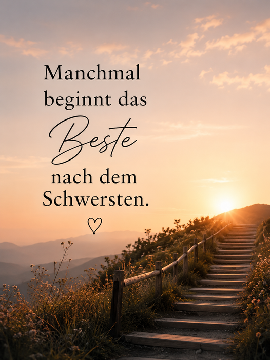 Motivationsspruch - Manchmal beginnt das Beste nach dem Schwersten.