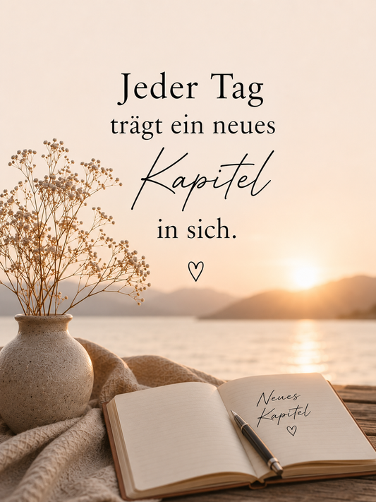 Motivationsspruch - Jeder Tag trägt ein neues Kapitel in sich.