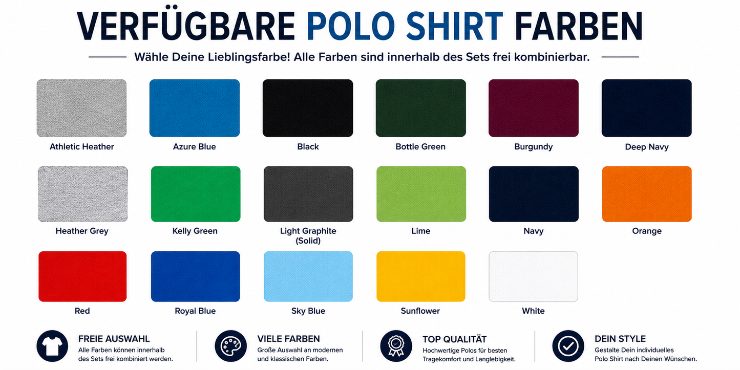 10er Set Polo Shirts bedrucken – Dein Motiv. Dein Style.