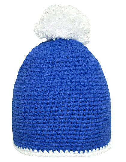Pompon Hat With Contrast Stripe