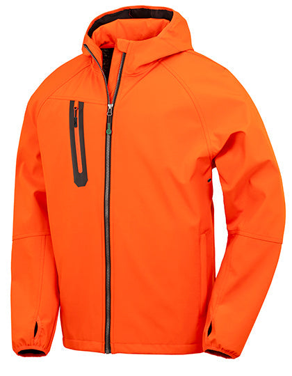 3-Layer Recycled Printable Hooded Casual Softshell Jacket